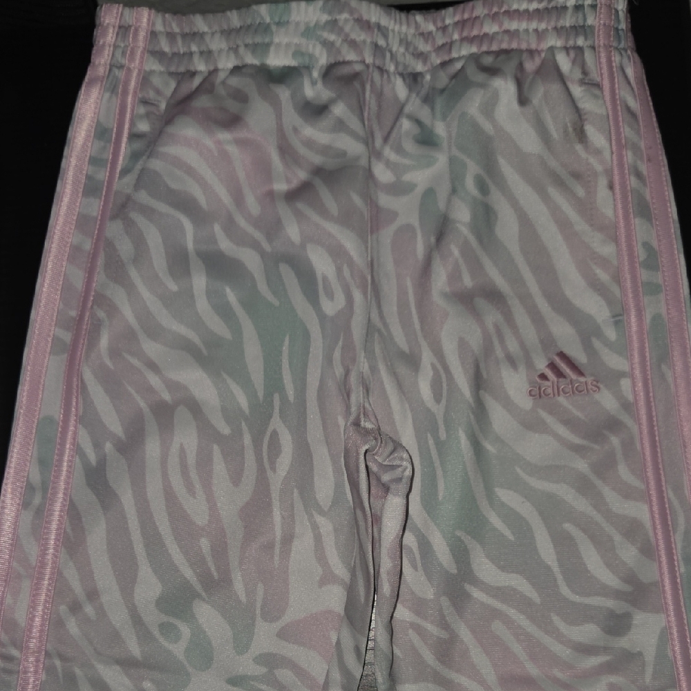 Adidas Kids Pink and Gray Zebra Joggers Set